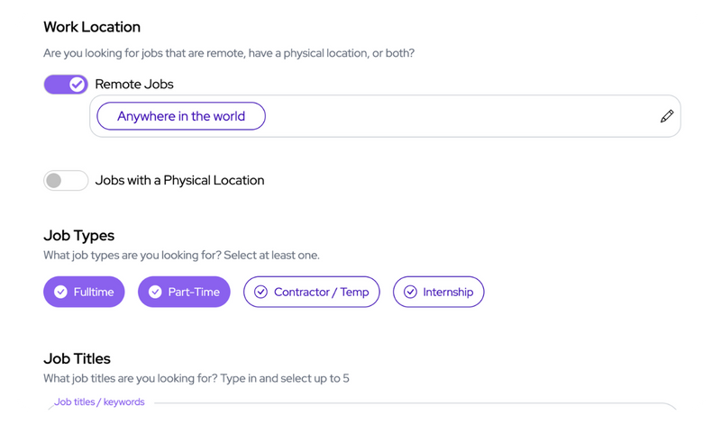 Upload your resume and set job preferences