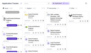 Application tracker dashboard showing progress